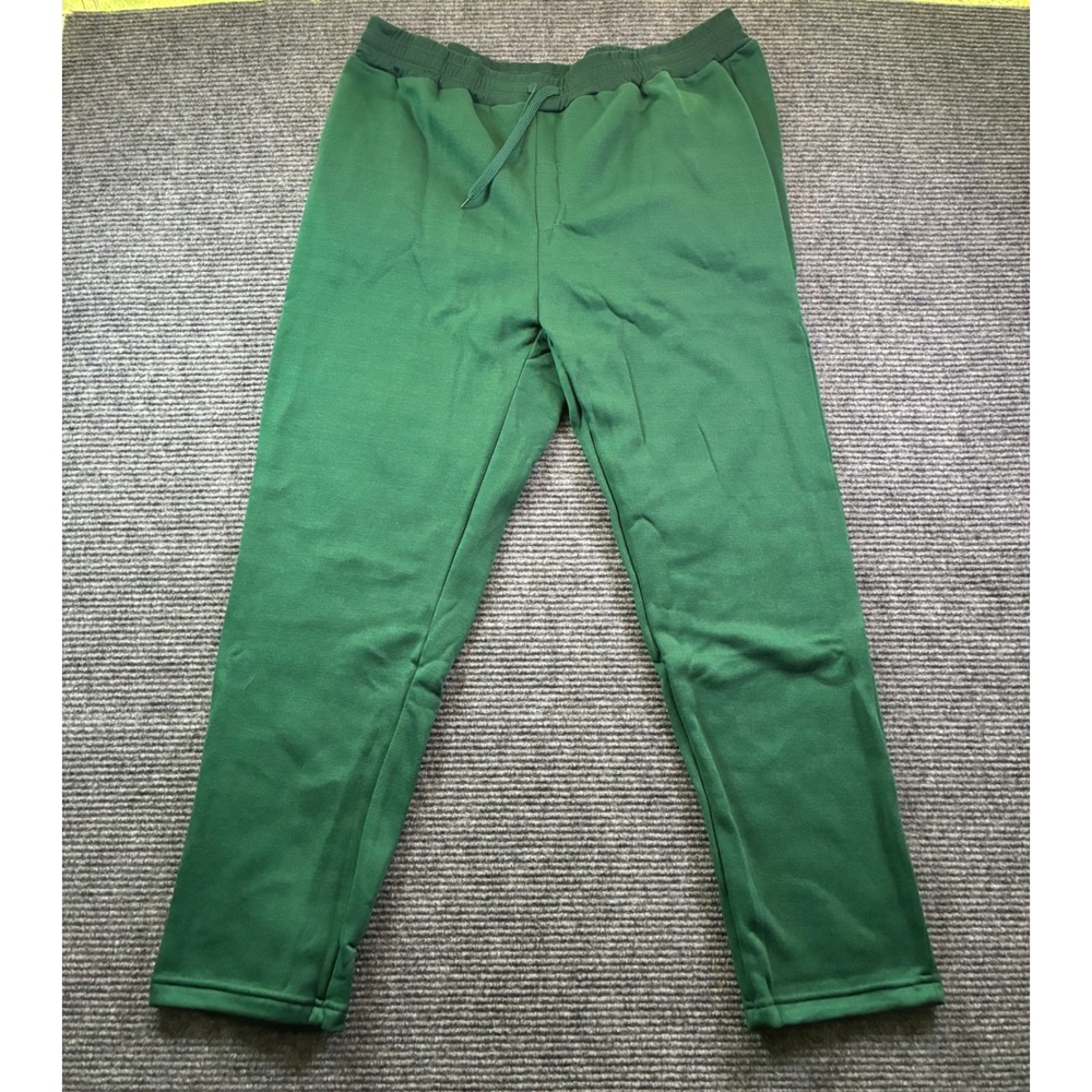 Green Fleece Lined Sweatpants Joggers Mens 2XL Drawstring Elastic Waist Pockets